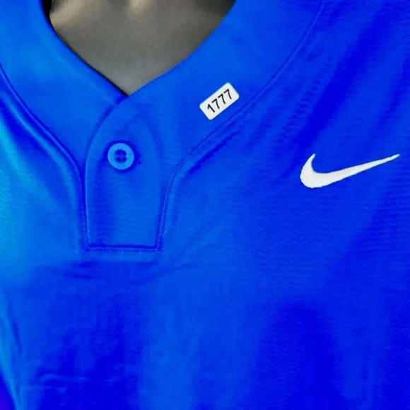 NEW Nike Team Vapor Select 1-Button Jersey Short Sleeve Royal Blue White Mens L - Picture 4 of 8